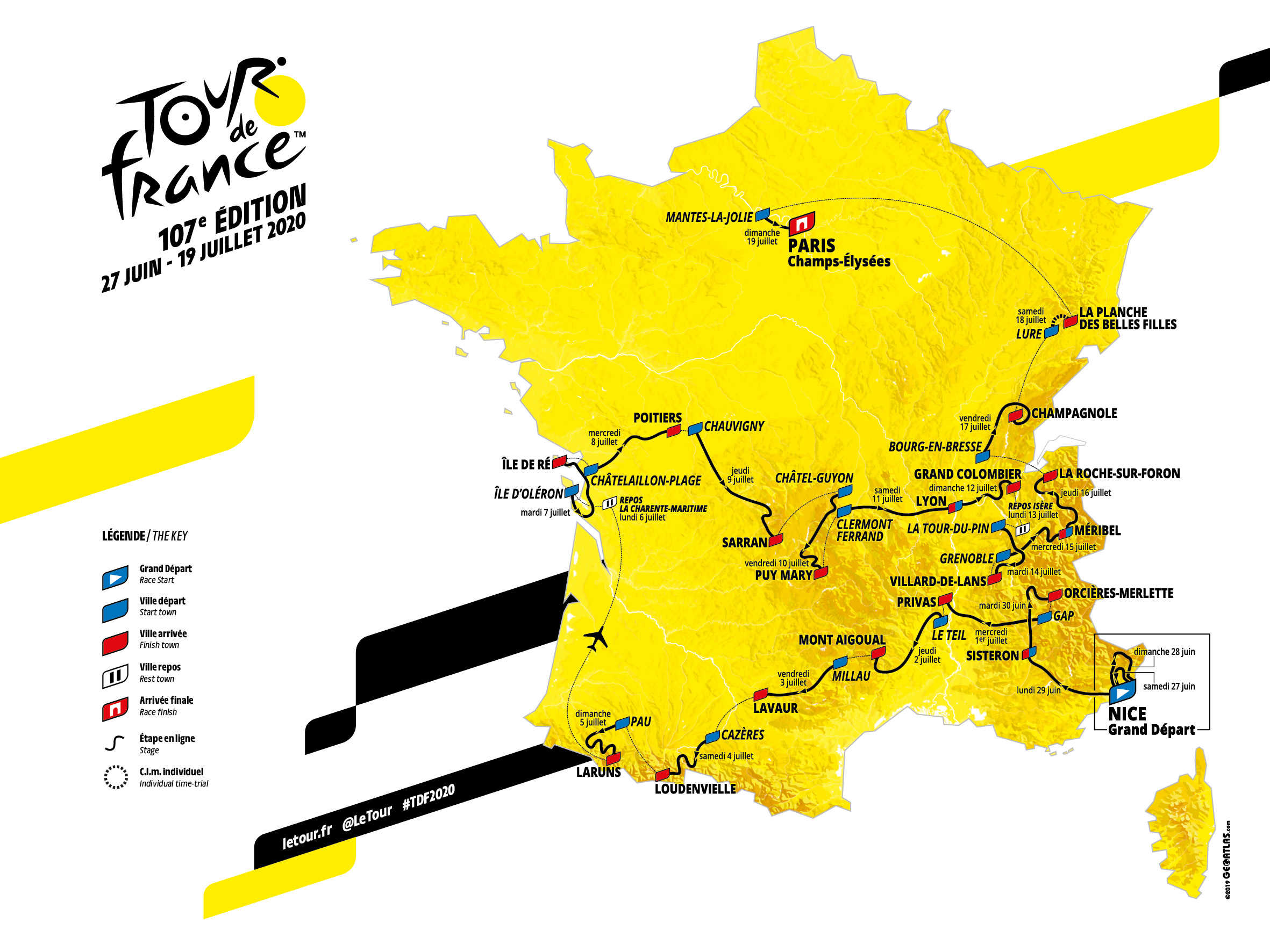 Tour de France 2020 Route Map