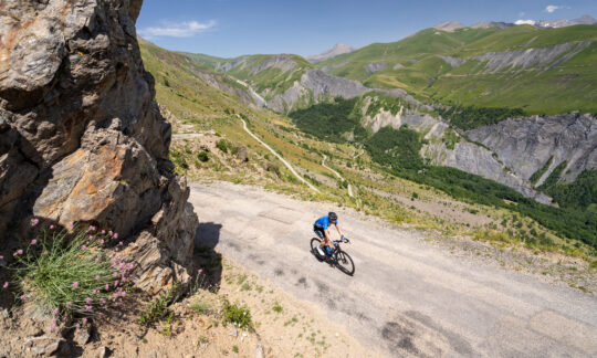 A Thomson Bike Tours guest riding the Pyrenees at the Tour de France